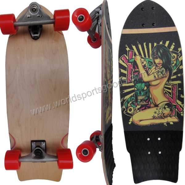 Colorful canadian maple deck mini fish skateboard for sale